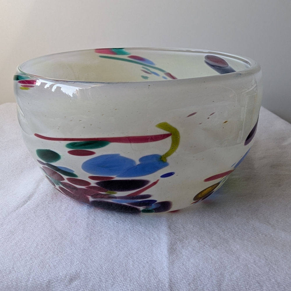 Blake Street Glass Studio Handmade Multicolor Art Glass Bowl Signed - Picture 5 of 14